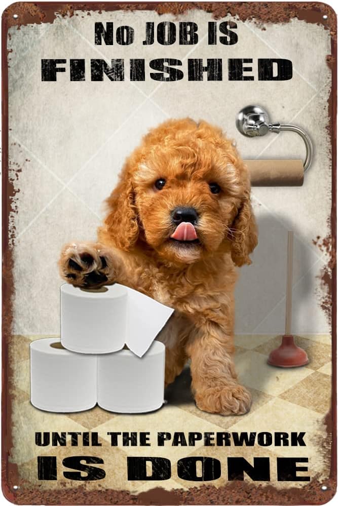 Farming Jobs - Goldendoodle Dog Bathroom Tin Sign Roll
