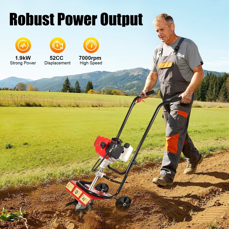 Tiller,52CC 2 Stroke Garden Cu - Soil Tilling Cultivator 评论和价格
